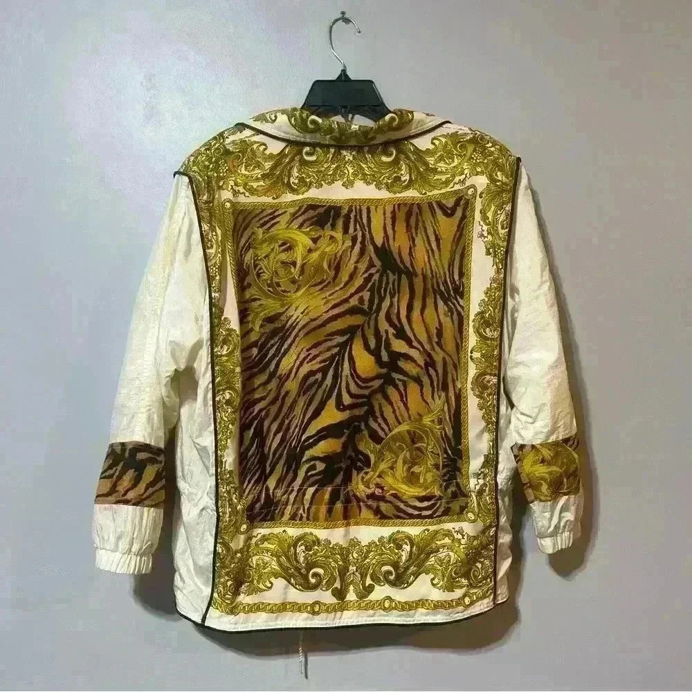 Winterset Windbreaker Jacket Womens Vintage 80s Glam Tiger King Size S Full Zip - Picture 2 of 10